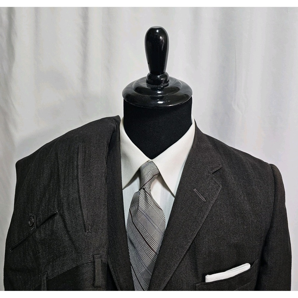 Vtg 80's Cable Car Clothiers Suit Men 40S 33x28 Herringbone Flannel Wool BESPOKE